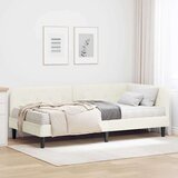 vidaXL Kutni okvir kreveta s madracem Krema 90 x 190 cm Baršun | shoptok.hr