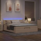 vidaXL Otomanski krevet s madracem i LED krem 160x200cm tkanine Cijene