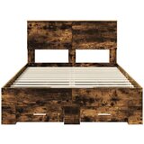  Okvir za krevet s uzglavljem Dimljeni hrast 120 x 200 cm | shoptok.hr