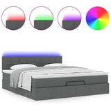 vidaXL Otomanski krevet s madracem i LED tamnosivi 160x200cm tkanine | shoptok.hr