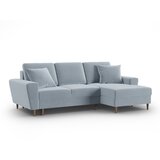 Cosmopolitan Design Svijetlo plava baršunasti sklopiva/s prostorom za odlaganje kutna garnitura (s desnim kutom/s ležaljkom) Kyoto – | shoptok.hr