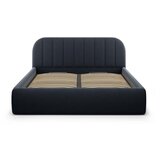 Windsor & Co Sofas Temno modra oblazinjena zakonska postelja s prostorom za shranjevanje z letvenim dnom 160x200 cm Juno – | Shoptok.si
