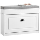 SoBuy lesena vhodna omara za čevlje s sedežno klopjo učinek staranega lesa bela 75x24x51cm, (5000009236) | Shoptok.si