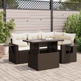  5-dijelni set vrtnih sofa s jastucima poliratan smeđi | shoptok.hr