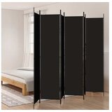  Paravan 6-delni črn 300x220 cm blago | Shoptok.si