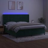  box spring s madracem LED tamnozeleni 200x200 cm baršun | shoptok.hr