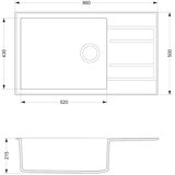 Sink Solution pomivalno korito NATURA 200 PLUS, 860 x 500 mm - črna (7050087) | Shoptok.si