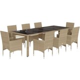  9-dijelni vrtni blagovaonski set s jastucima poliratan i staklo | shoptok.hr