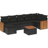 8-dijelni set vrtnih sofa od poliratana s jastucima crni Crna 62 x 62 x 69 cm | shoptok.hr