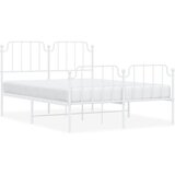  The Living Store Kovinski posteljni okvir z vzglavjem in vznožjem bel 135x190 cm - Posteljni Okvir, (21455166) | Shoptok.si