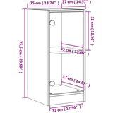 vidaXL Stranska omarica s steklenimi vrati betonsko siva 35x37x75,5 cm | Shoptok.si