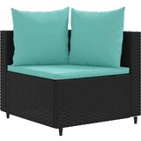  Vrtna garnitura - 10-dijelni set vrtnih sofa s jastucima crni od poliratana - Crna i plava 10 | shoptok.hr