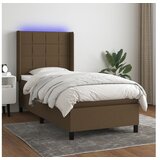  Krevet box spring s madracem LED tamnosmeđi 90x190 cm tkanina | shoptok.hr