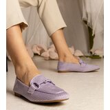 Gemre Purple women's perforated loafers with decoration Mensory | Shoptok.si