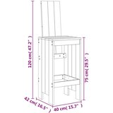 vidaXL barski stolci 2 kom bijeli 40 x 42 x 120 cm od masivne borovine | shoptok.hr