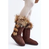  Women's Snow Boots With Fur Leather Suede Brown Balvin | Shoptok.si
