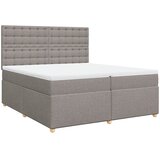  Boxspring - Krevet s oprugama i madracem smeđesivi 200x200 cm od tkanine - Sivo-smeđa 200 x 200 cm gumbi | shoptok.hr