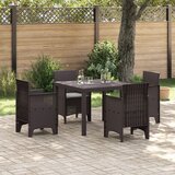 vidaXL 5-delni vrtni jedilni set z blazinami Rjava Poly Rattan Cene