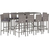  11-dijelni vrtni barski set od poliratana s jastucima sivi | shoptok.hr