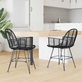 Stolac za blagovanje 2 pcs Ratan i čelik Crna 57 x 55 x 85 cm | shoptok.hr