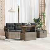 vidaXL 6-dijelni vrtni sofa set s jastučićima siva poli ratan, dvosed vrtna sofa s pohranom i jastučićima siva poli ratan Cijene