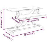vidaXL Nastavljiva delovna postaja 90x40x(13-50) cm jeklo in inž. les, (20640548) | Shoptok.si