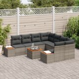 vidaXL set vrtne sofe s jastucima siva poli ratan akacija | shoptok.hr