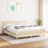 vidaXL Box spring postelja z vzmetnico krem 180x200 cm blago Cene