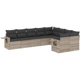 Maison Chic Seti vrtnega pohištva - Vrtna garnitura - Vrtni pohištvo set 9-delna z blazinami sv. siv poli ratan, (21808772) | Shoptok.si