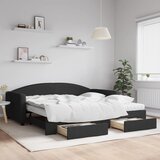  Dnevni krevet na razvlačenje s ladicama crni 100x200 cm tkanina | shoptok.hr
