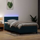 Box Spring krevet s madracem i LED tamnoplavi 80x220 cm baršunasti Cijene