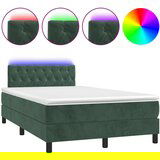 vidaXL Box spring postelja z vzmetnico LED tem. zelena 120x200cm žamet, (21111928) | Shoptok.si