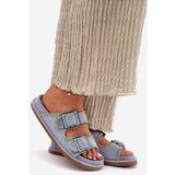 Boto Ladies Slippers With Buckles And Decorative Edging Blue Visley | Shoptok.si