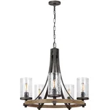 QN-ANGELO5 - Luster na lancu ANGELO 5xE27/60W/230V dekor hrast