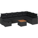 vidaXL 9-delni set vrtnih zof z blazinami Črna poli ratan, 2-sedežna vrtna zofa z blazinami Črna poli ratan | Shoptok.si