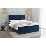 Ropez Temno modra oblazinjena zakonska postelja s prostorom za shranjevanje 140x200 cm Flip – | Shoptok.si