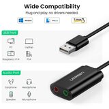 Ugreen USB-A To 3.5mm External Stereo Sound Adapter Black 15cm | shoptok.hr