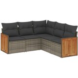 The Living Store Vrtna sedežna garnitura 5-delna z blazinami siv poli ratan - Vrtna Sedežna Garniture, (21451103) | Shoptok.si