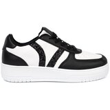 Shelvt Stylish black and white sneakers with glitter inserts Cene