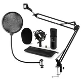 Auna CM001B mikrofonski set V4, crni, XLR kondenzatorski mikrofon, nosač mikrofona, pop filter