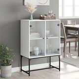 vidaXL Stranska omarica s steklenimi vrati bela 69x37x100 cm | Shoptok.si