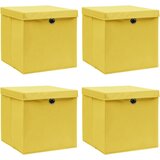 vidaXL Kutije za pohranu s poklopcima 4 kom žute 32x32x32 cm tkanina Cijene