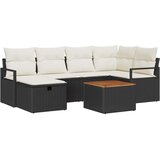 vidaXL set vrtnih sofa s jastučićima crni poli ratan, dvosed vrtna sofa s pohranom i jastučićima crni poli ratan | shoptok.hr