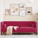  Trosjed Chesterfield s jastučićima crvena boja vina baršunasti | shoptok.hr