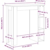  Barski stol s policom boja hrasta 102 x 50 x 103,5 cm drveni | Shoptok.si