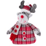 Kondela Božične dekorativne figure, komplet 4 kosov, tkanina, rdeča/siva/bela, DOLL | Shoptok.si