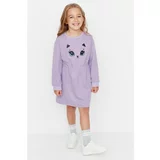 Trendyol Lilac Printed Girl Knitted Dress