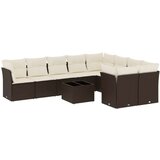 vidaXL 10-dijelni set vrtnih sofa od poliratana s jastucima smeđi | shoptok.hr