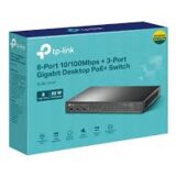 OMADA 8-Port 10/100Mbps + 3-Port Gigabit Desktop Switch with 8-Port PoE+ 8× 10/100 Mbps PoE+ Ports, 2× Gigabit Non-PoE Ports, 1× Gigabit SFP Slots 802.3at/af, 65 W PoE Power, Desktop Steel Case Extend Mode for 250m PoE Transmitting DS111P | Eponuda.ba