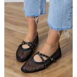 Gemre Black mesh ballet flats with decorative buckle Zerid | Shoptok.si